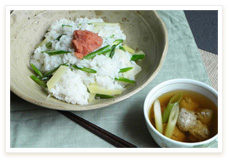 夏野菜の韓国風混ぜごはん、サバ缶ｄｅ簡単つみれ汁